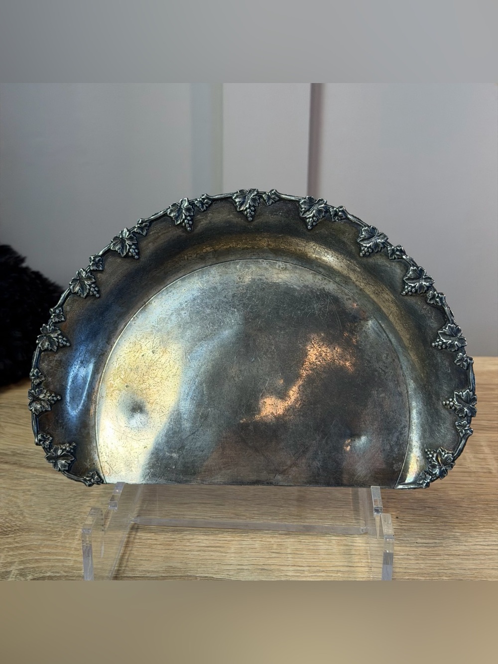 Antique 19c Victorian Forbes Silver Co Silverplate Ornate Grape Crumb Tray